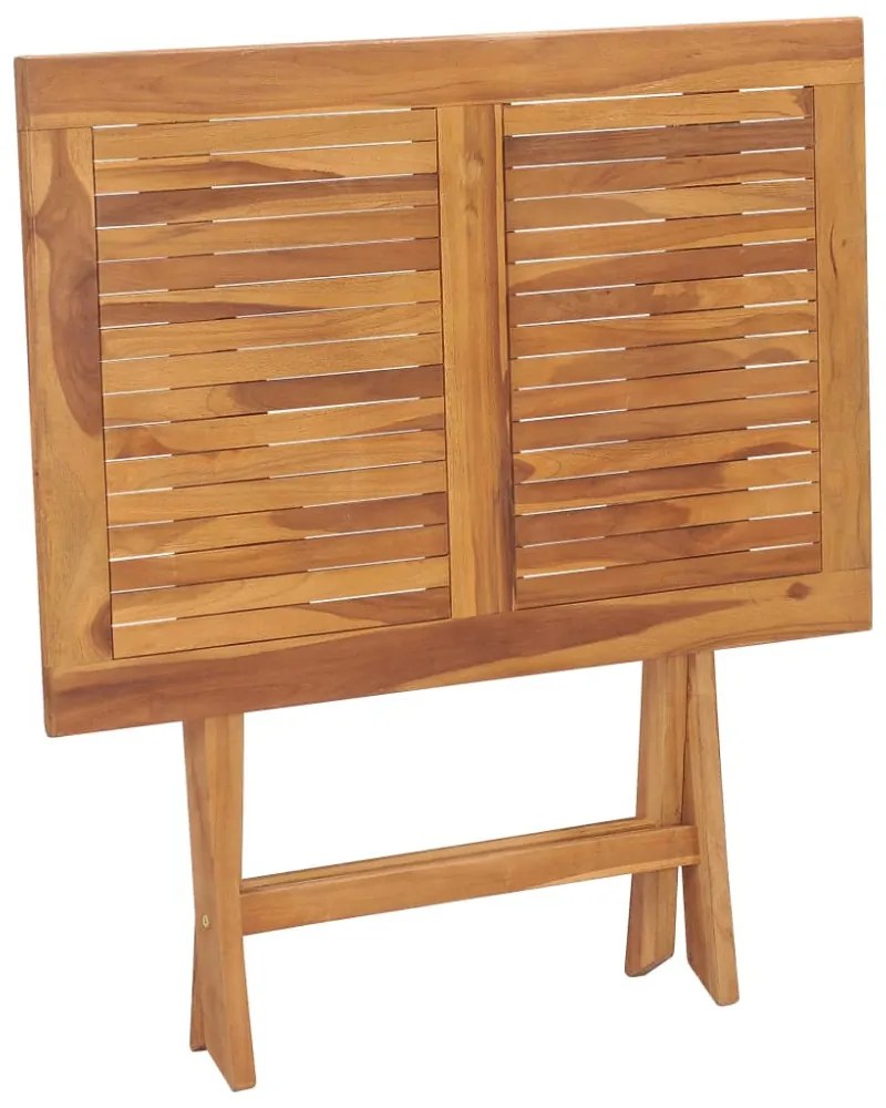 összecsukható tömör tíkfa kerti étkezőasztal 90 x 60 x 75 cm