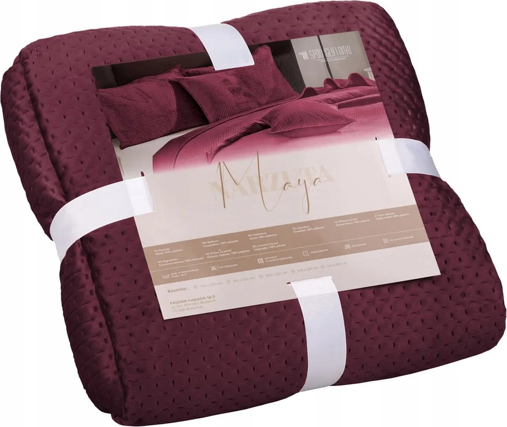 Dekoratív ágytakaró Maya 160x220 velúr steppelt bordó