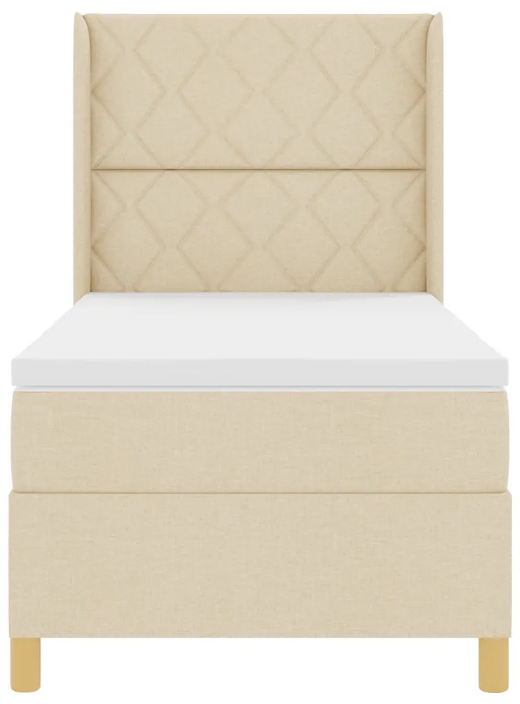 Boxspring Ágy Matraccal Krém színben - 90x200 cm Textil