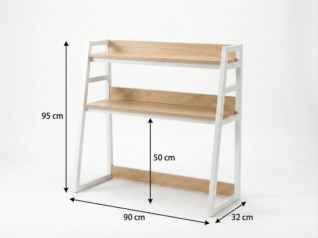 Polc az asztalra VERTEX 90x95 cm, fehér / tölgy dekoráció