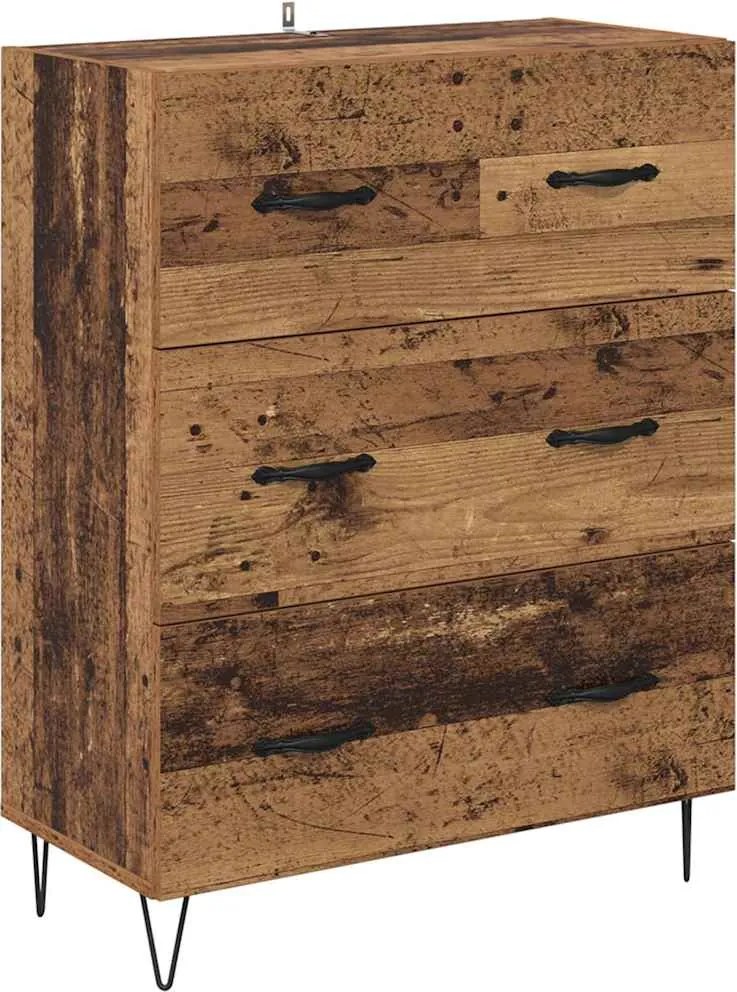 vidaXL Széf fiókkal Öreg fa 69,5 x 34 x 90 cm Műszaki fa és vas