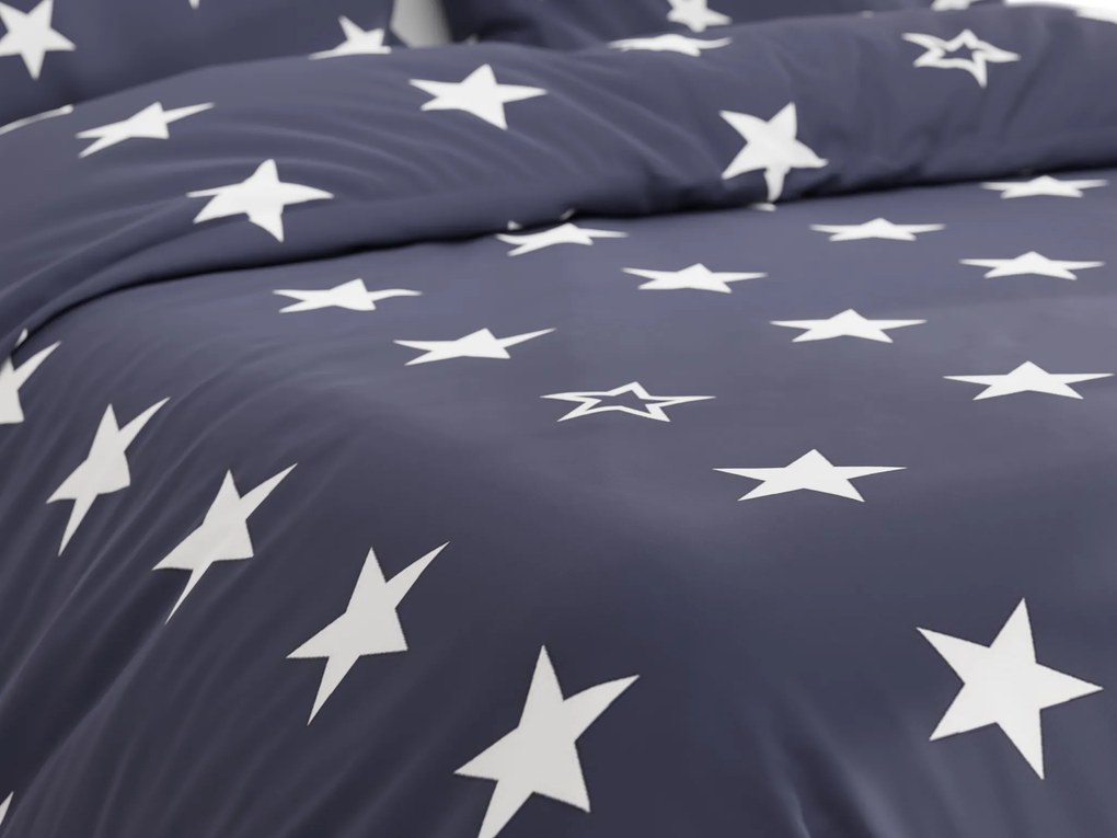 LINE STAR sötétkék pamut ágyneműhuzat
