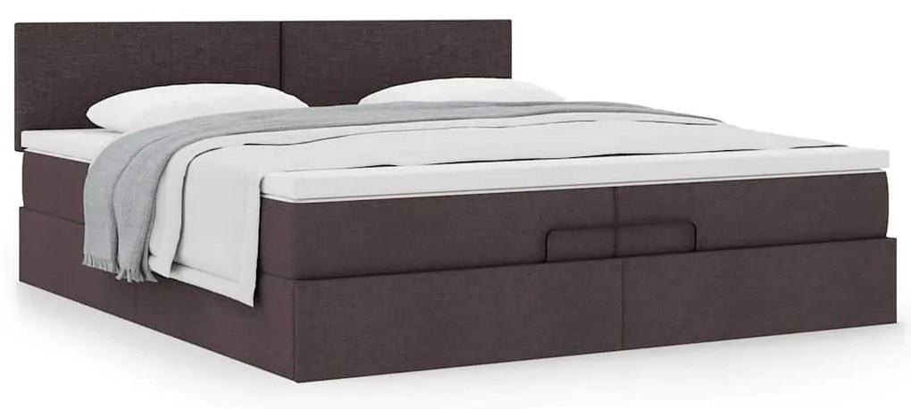 Ottomán ágykeret matraccal sötétbarna 200x200 cm szövet