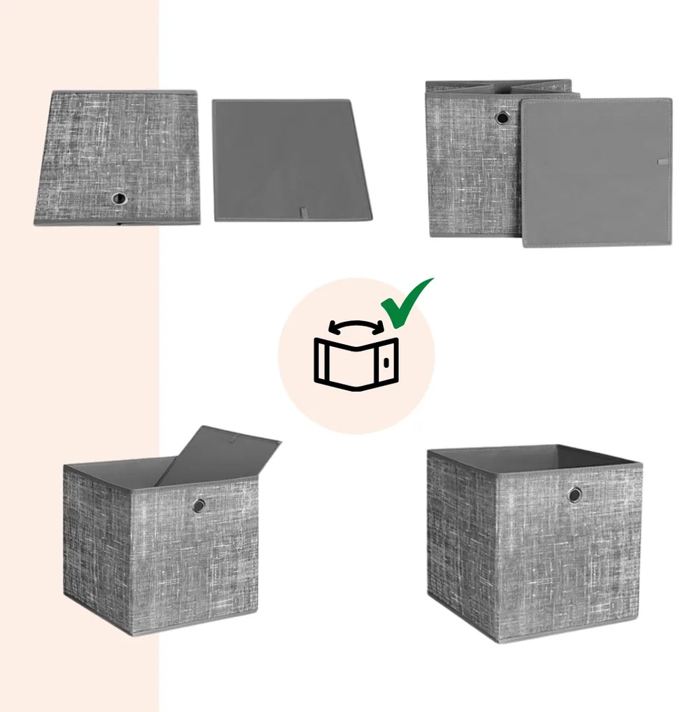 GARY tárolódoboz, 6 db, 30x30x30cm, szürke SongmicsHome