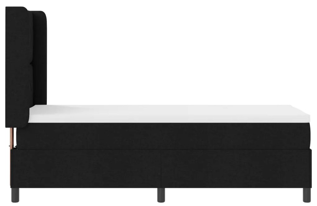 Boxspring Ágy Matrac és LED Fekete 90x190 cm Szövet
