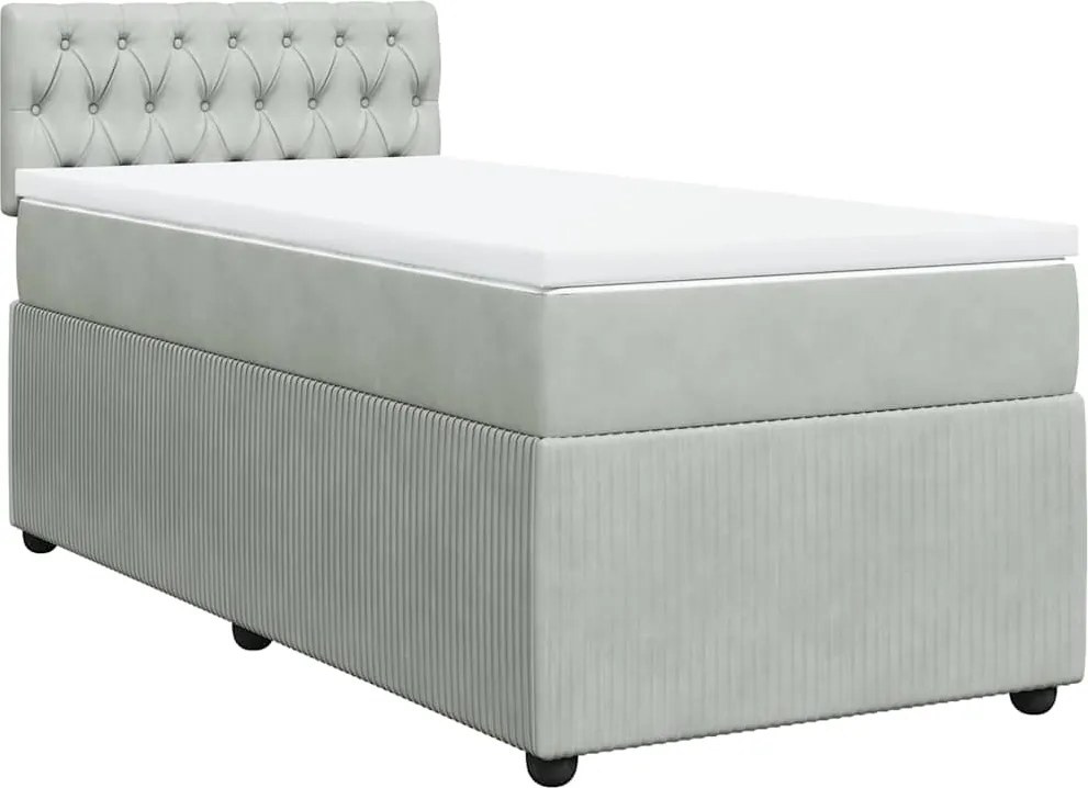 vidaXL világosszürke bársony rugós ágy matraccal 90x190 cm