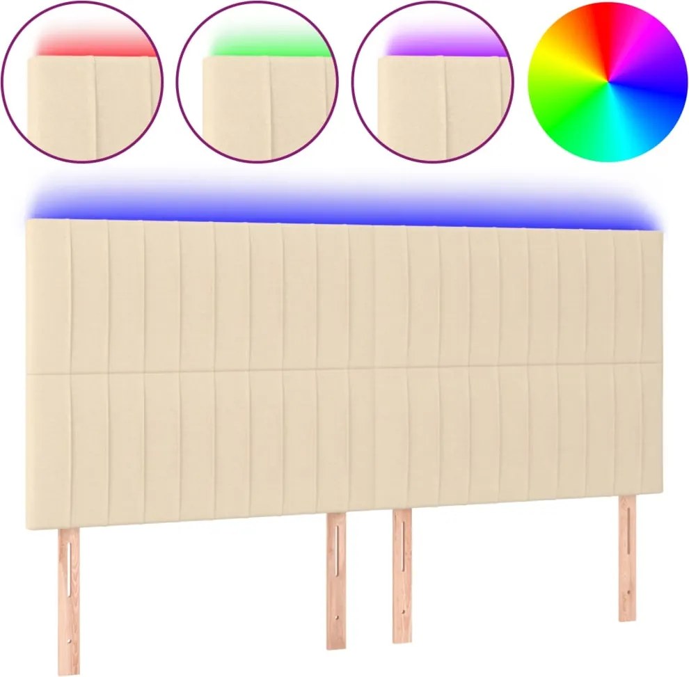 vidaXL krémszínű szövet LED-es fejtámla 180x5x118/128 cm