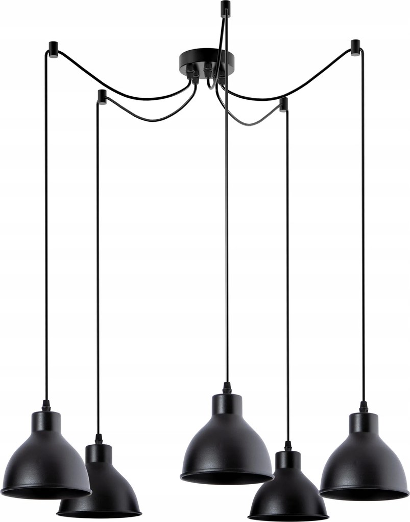 Nagy pók lámpa hosszú vezetékek elrendezése 5 lámpabúra fekete étterem