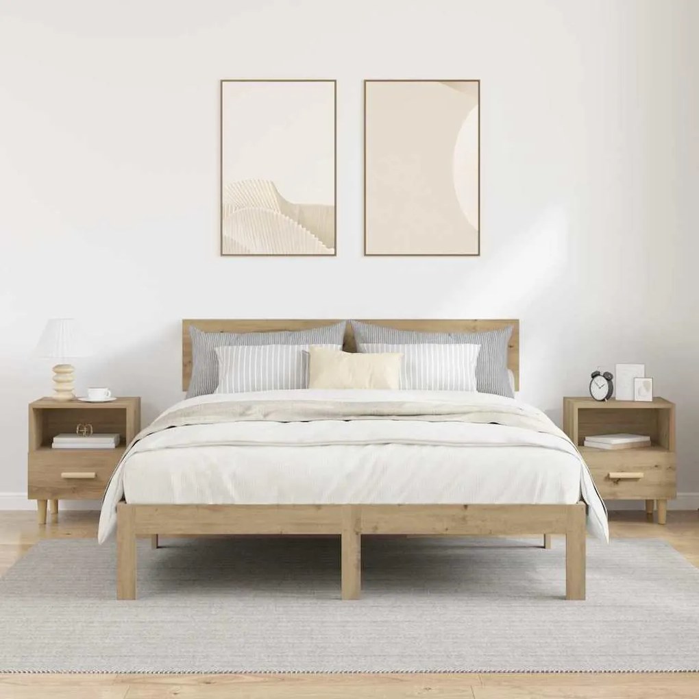 Éjjeliszekrény 2 pcs kézműves tölgy 40 x 35 x 47.5 cm Faanyag