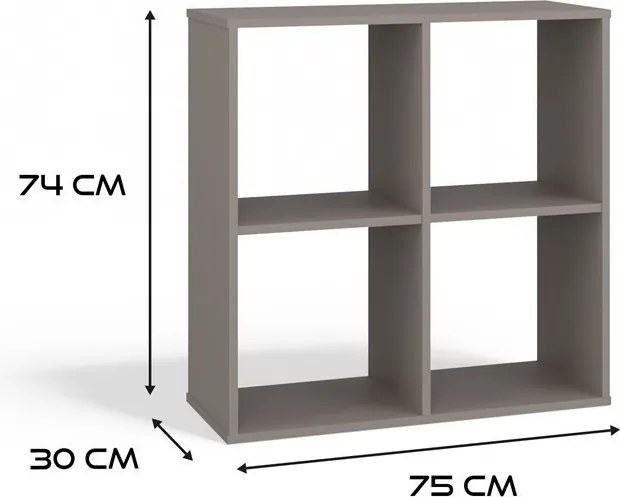 Malax 2x2 polc, 74x75x30 cm, agyag színű