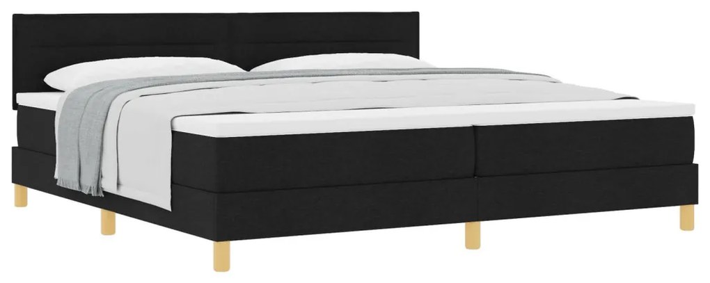 Box Spring Ágy Matraccal Fekete 200x200 cm Szövet