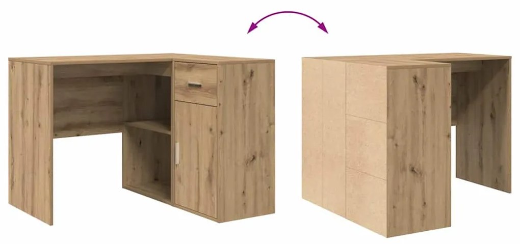 Sarokíróasztal fiókkal kézműves tölgy 102 x 50 x 75 cm Faanyag