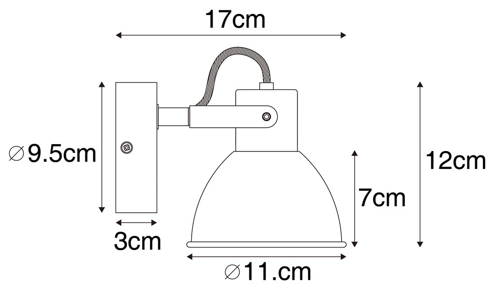 Ipari reflektor fekete fával, dönthető - Tommy
