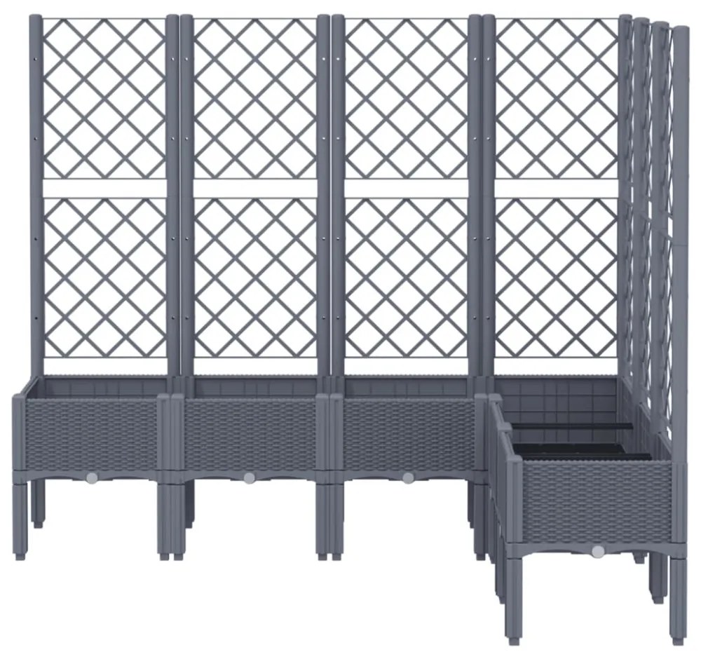 kékszürke PP rácsos kerti ültetőláda 160 x 120 x 142 cm