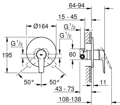 GROHE 32590002 - START zuhanycsaptelep, fényes króm