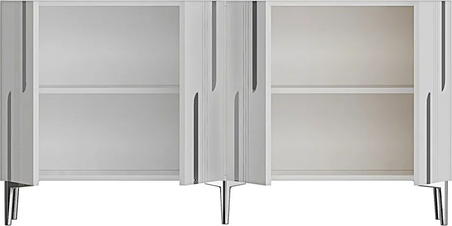 Nota komód, fehér-ezüst, 150 cm
