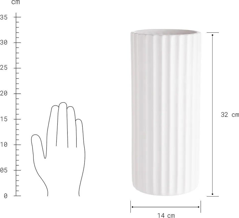 LIV kerámia váza, fehér 32cm