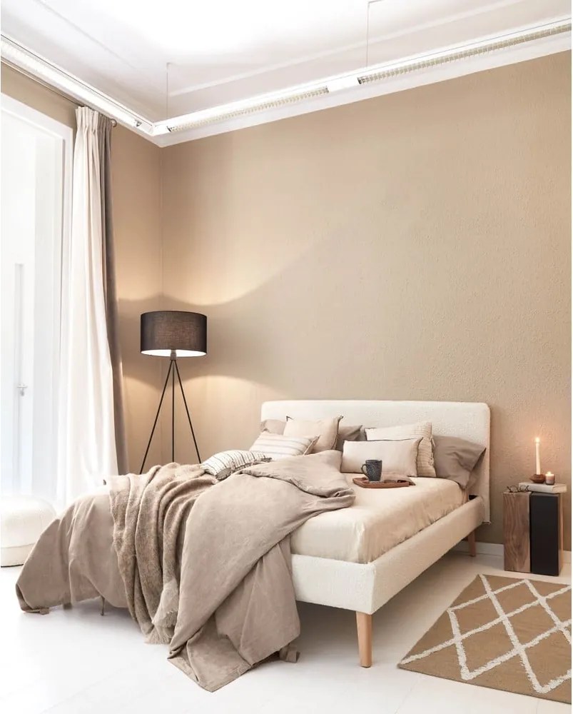 Lydia világosszürke kétszemélyes ágy, 160 x 200 cm - Kave Home