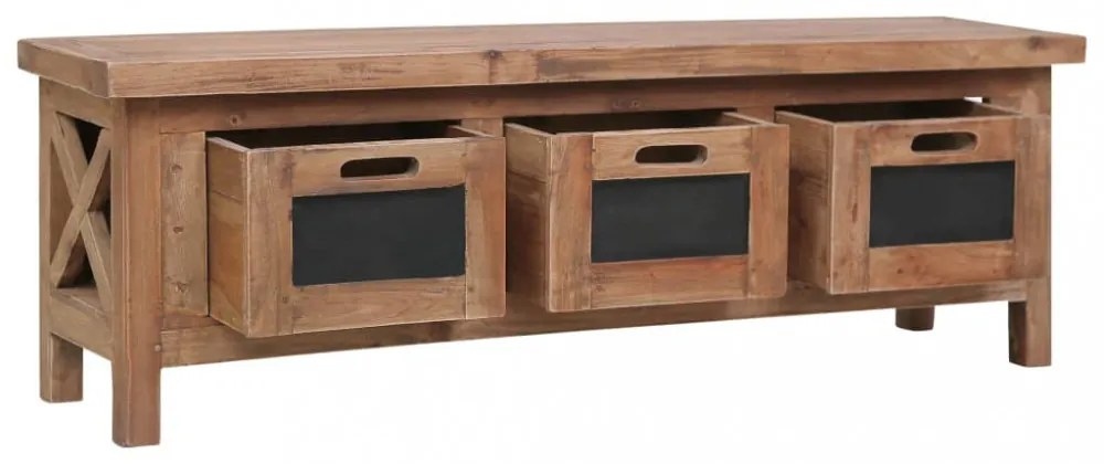 tömör mahagóni TV-szekrény 3 fiókkal 120 x 30 x 40 cm