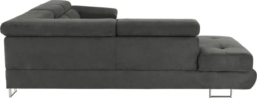 Ülőgarnitúra tárolóhellyel, szürke, szövet, balos, BUTON R