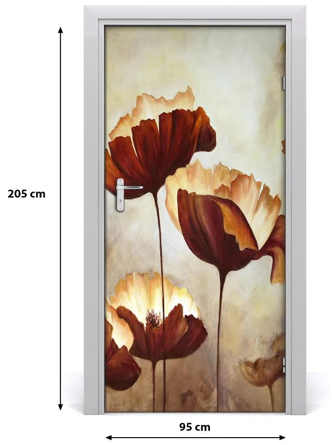 Ajtó tapéta vadvirágok pipacsok 85x205 cm