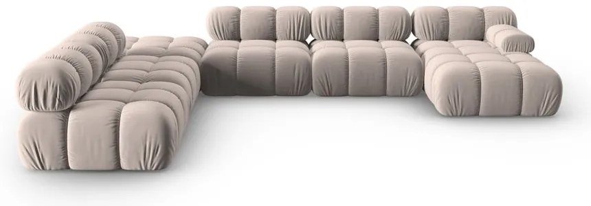 Világosbarna bársony moduláris sarokkanapé (bal oldali-U alakú) Bellis – Micadoni
