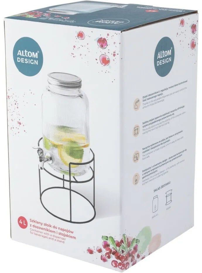 Altom Üveg italadagoló állvánnyal 4 l