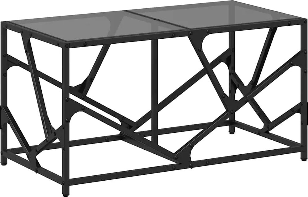 vidaXL acél dohányzóasztal fekete üveglappal 78,5 x 40 x 41 cm