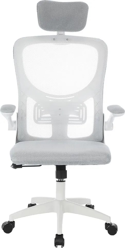 Ergonomikus irodai szék deréktámasszal, fejtámlával, szürke