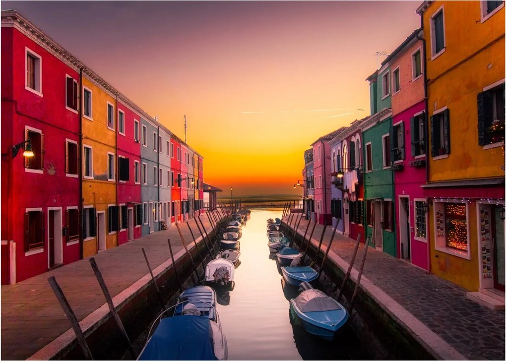 Kép - Naplemente, Burano sziget, Velence, Olaszország (70x50 cm)