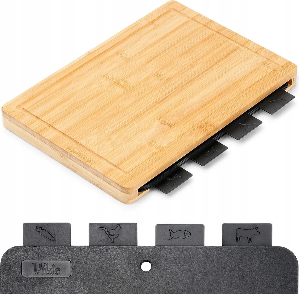 Vágódeszka Állvánnyal 4 Db-os Műanyag Színes Szett