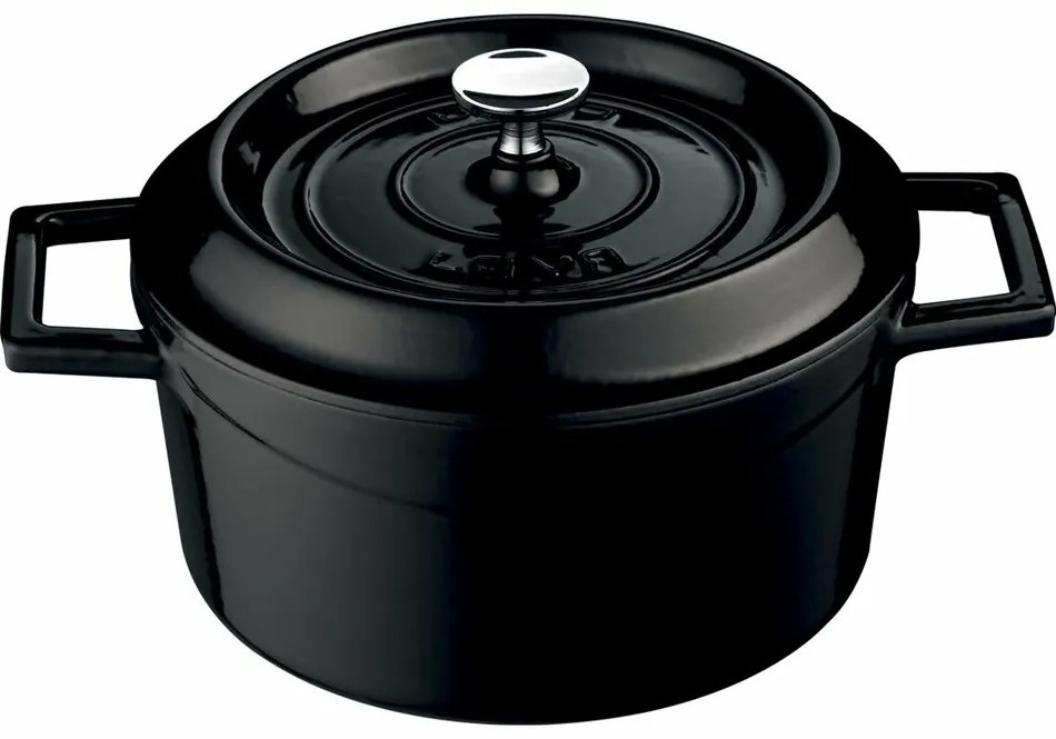 LAVA fém öntöttvas edény, 28 cm átmérőjű, fekete, 6,7 l
