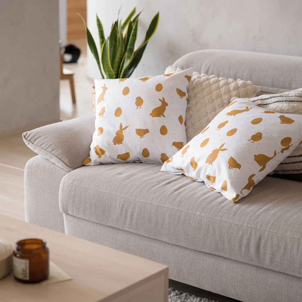 Goldea húsvéti párnahuzat - extra erős 100% - os pamut - a húsvét arany szimbólumai 50 x 70 cm