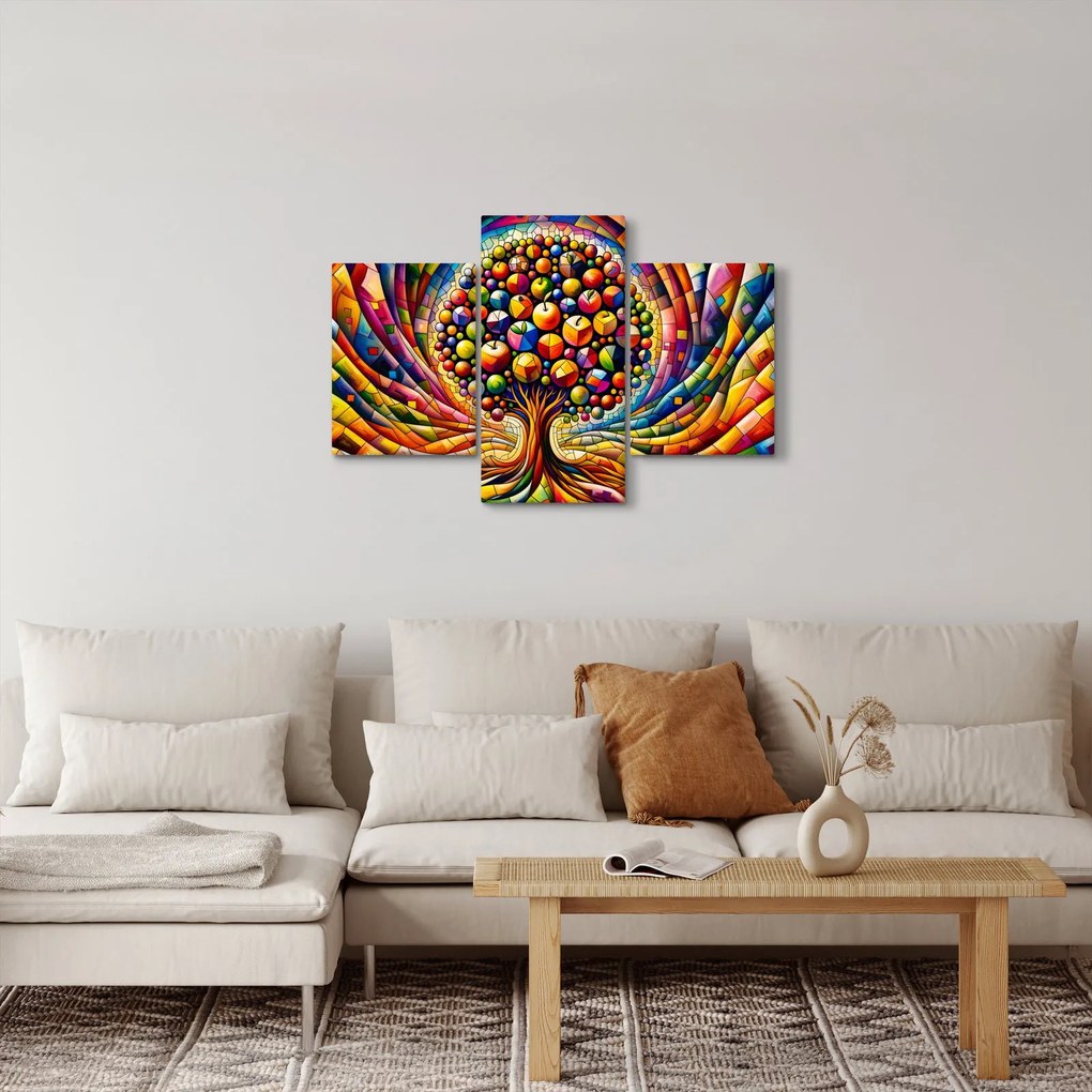 Kép – Színes fa almákkal (90x60 cm)