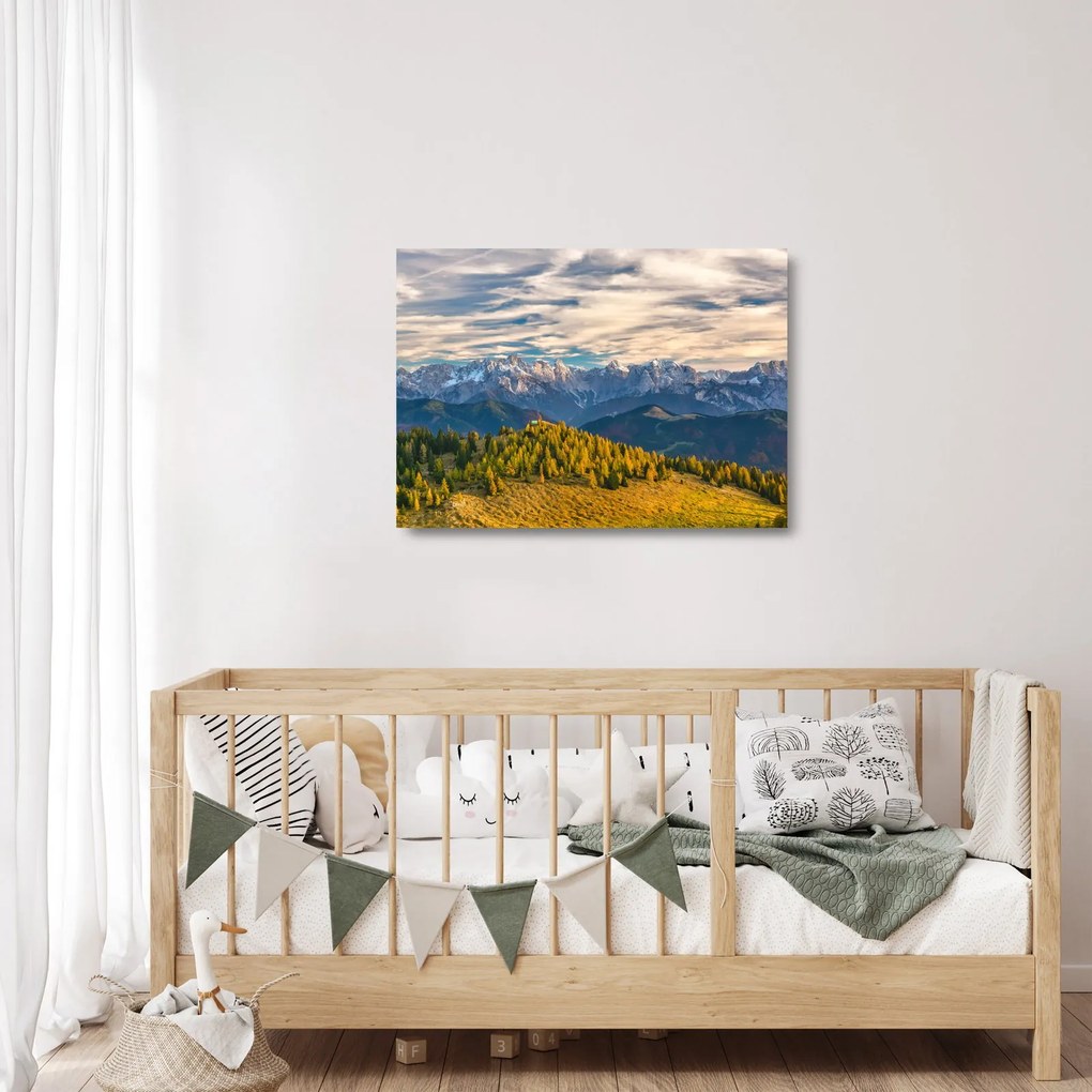 Kép - hegyi panoráma (üvegen) (70x50 cm)