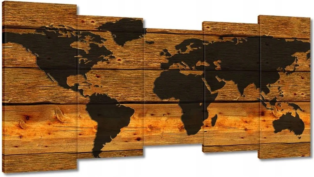 Festmények 150x80 Világtérkép deszkákon