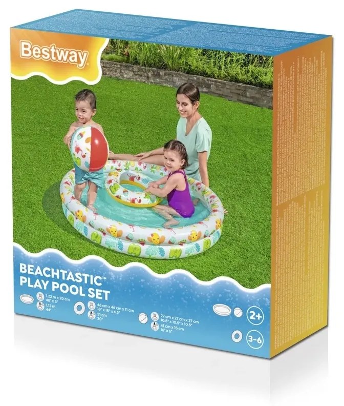 Bestway Felfújható SET - medence 122 cm, úszó kör46 cm, labda 27 cm
