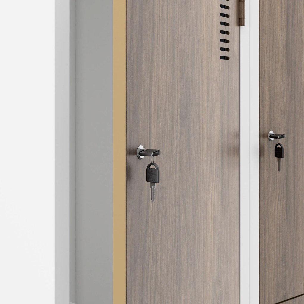 L alakú öltözőszekrény, fehér, dió, 800x1850x450 mm: JULIA Eco Design