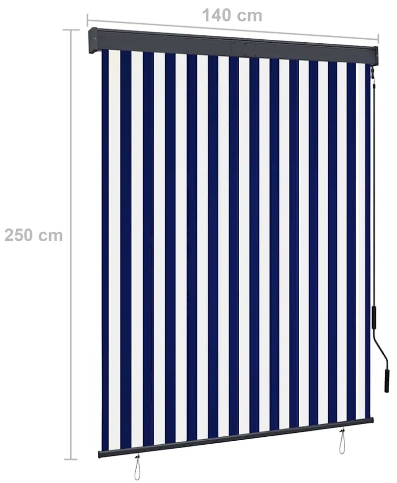 fehér és kék kültéri roló 140 x 250 cm