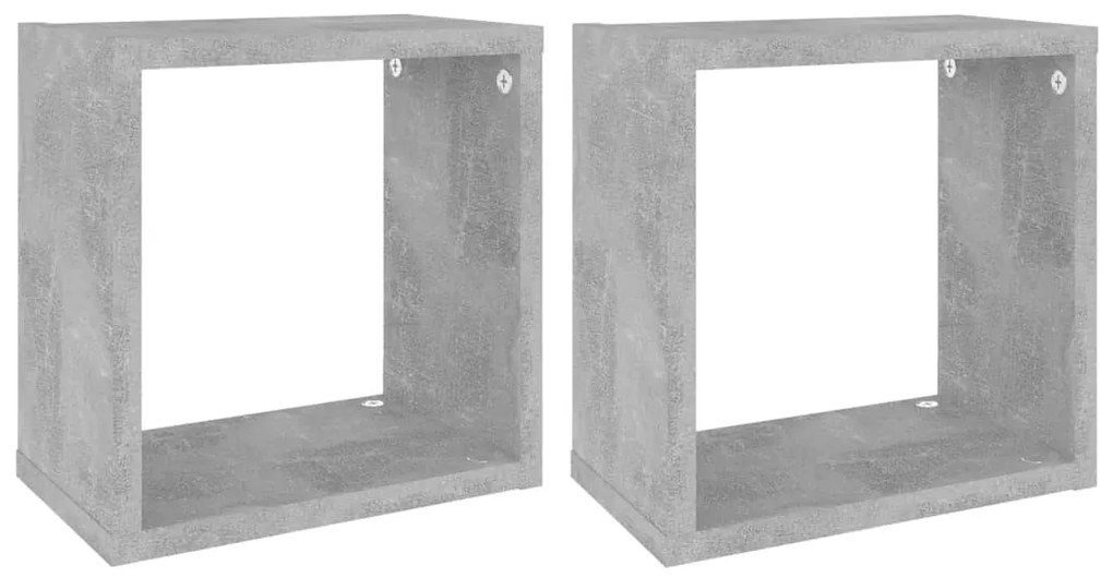2 db betonszürke fali kockapolc 26 x 15 x 26 cm