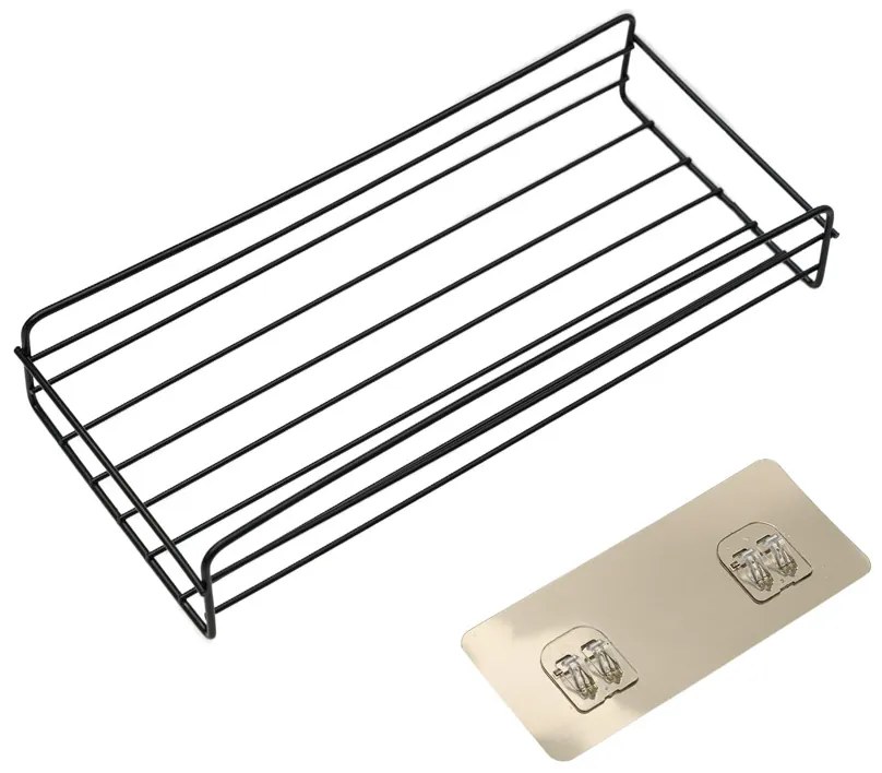 Fúrás nélküli fürdőszobai polc VIENTO, fekete