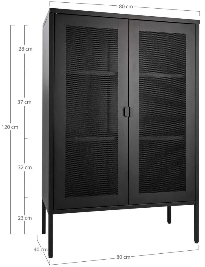Fekete fém tálalószekrény 80x120 cm Melbourne – House Nordic