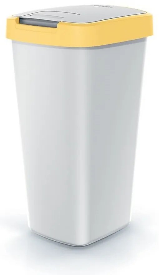 Szemeteskosár színes tetővel, 25 l, sárga / szürke