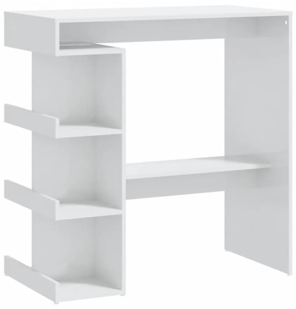 magasfényű fehér bárasztal tárolópolccal 100 x 50 x 101,5 cm