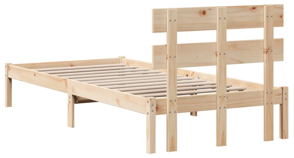 vidaXL Ágykeret fejtámlával Barna 90 x 190 cm Tömör fenyőfa