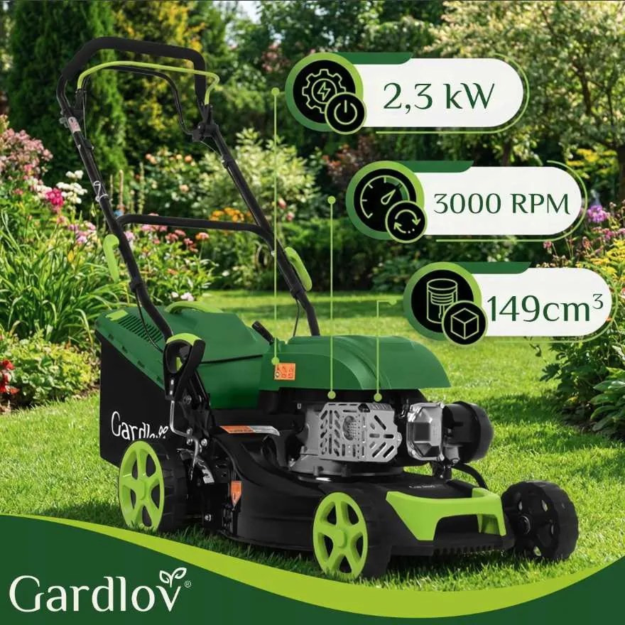 Benzinmotoros fűnyíró hajtással GARDLOV DriveX - 149 cm³, 50 l-es kosárral