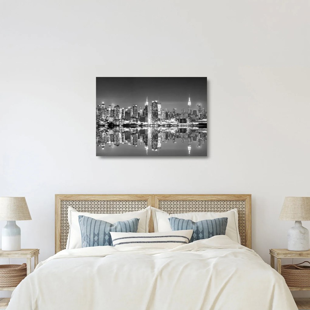 Üveg kép - New York, fekete-fehér (70x50 cm)