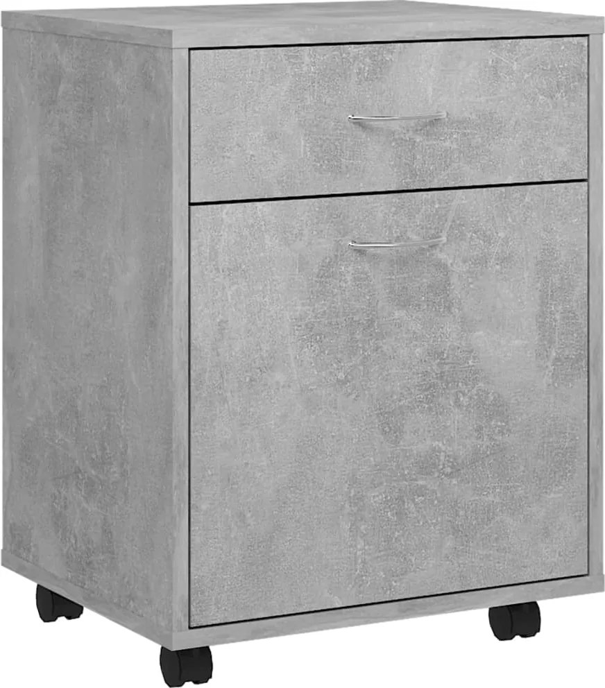 vidaXL betonszürke szerelt fa kerekes szekrény 45 x 38 x 54 cm