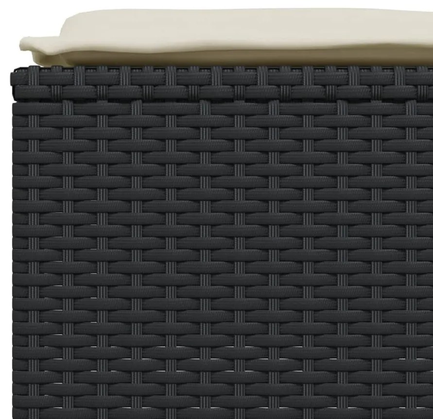 4 db fekete polyrattan kerti szék párnákkal