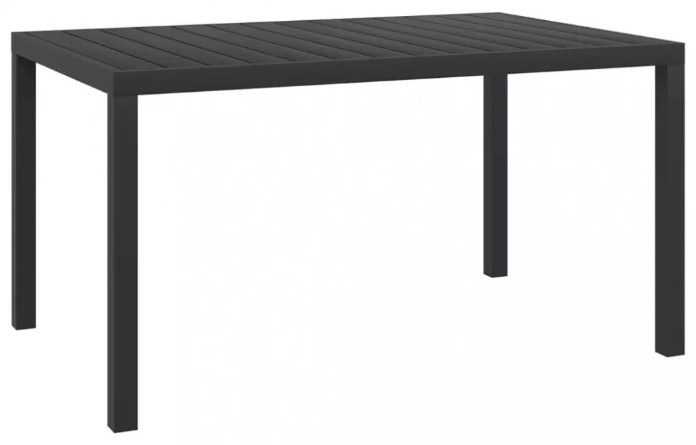 fekete alumínium és WPC kerti asztal 150 x 90 x 74 cm